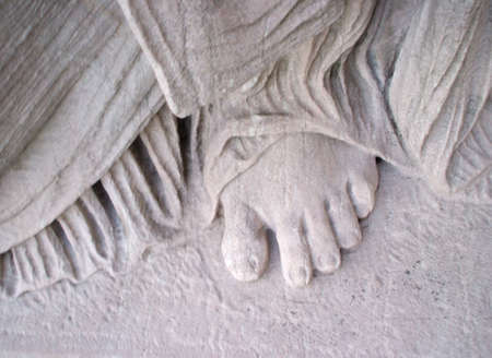 Figure Study: Classical Sculpture Detail of Stone Foot Form and Draperyの写真素材
