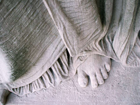 Figure Study: Classical Sculpture Detail of Stone Foot Form and Draperyの写真素材