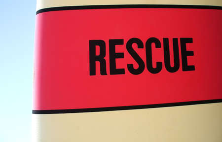 Beach Safety: Rescue Surfboard of Lifeguardの写真素材