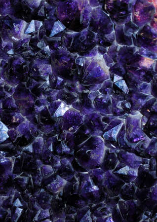 Closeup detail of amethyst crystals in geodeの写真素材