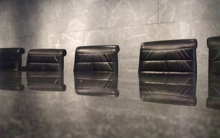 Traditional Conference Room with Black Leather Chairs