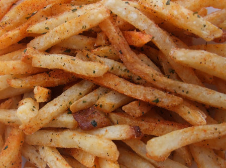 Close Up of Gourmet Herbed French Friesの写真素材