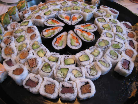 Sushi Dinner: Platter of Japanese Maki Rollsの写真素材