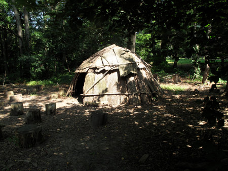 A traditional Native American shelter or wigwam