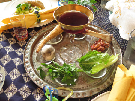 Jewish Holidays Symbolic Seder Place at Passover Table