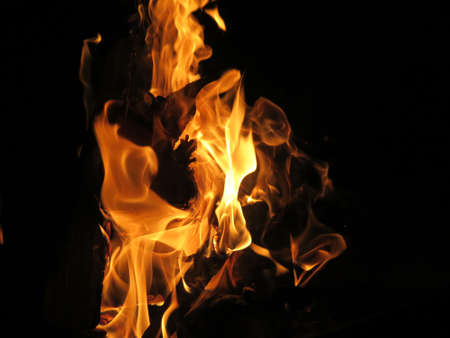 Closeup of bonfire or campfire at campsiteの写真素材