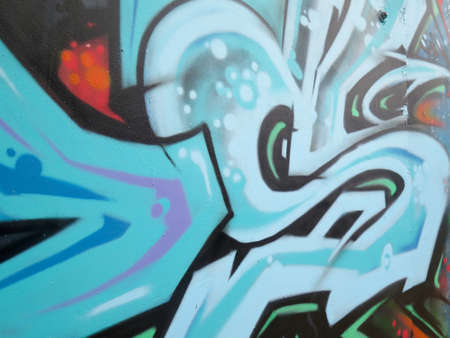 Painted Wall: Colorful Abstract Pattern in Detail of Graffitiのeditorial素材