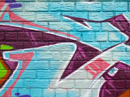 Painted Wall: Colorful Abstract Pattern in Detail of Graffitiのeditorial素材