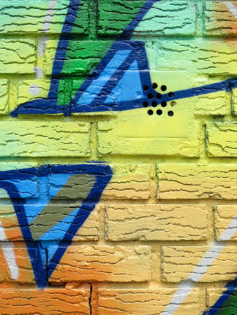 Painted Wall: Colorful Abstract Pattern in Detail of Graffitiのeditorial素材