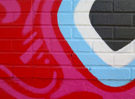 Painted Wall: Colorful Abstract Pattern in Detail of Graffitiの写真素材