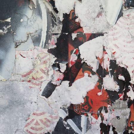 Aging Wall: Peeling Paint with Abstract Colorful Patternの写真素材