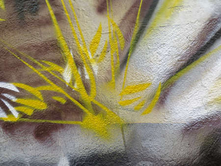 Painted Wall: Colorful Abstract Pattern in Detail of Graffitiの写真素材
