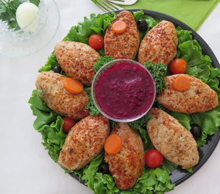 Holidays Traditional Passover Gefilte Fish on Seder Tableの写真素材