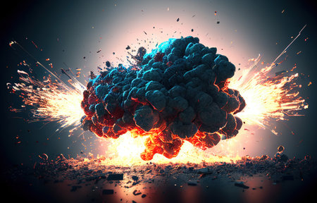 Explosion with smoke and sparks. 3d rendering, 3d illustration.の写真素材