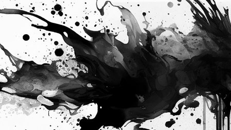 Abstract black and white watercolor background. Hand drawn illustration.の写真素材