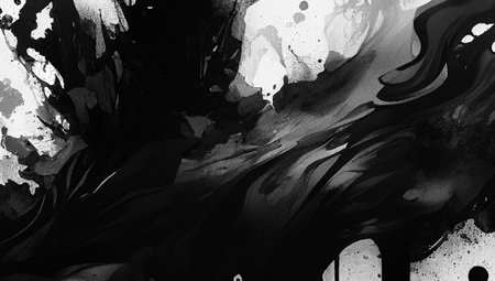 Abstract black and white watercolor background. Hand drawn illustration.の写真素材