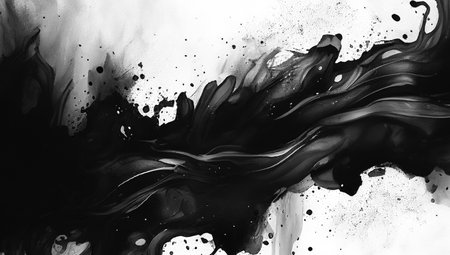 Black and white paint mixing in water. Abstract background for design.の写真素材