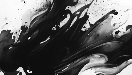 Black and white abstract watercolor background. Hand drawn illustration.の写真素材