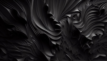 3d rendering of abstract wavy background in black and white colorsの写真素材