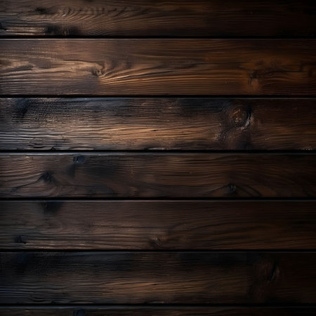 The photo showcases a richly textured dark wood floor, exuding warmth and elegance. The intricate grains and knots of the wood create a visually captivating pattern. The deep brown color of the floor adds a touch of sophistication and a sense of grounding to any space. This image captures the natural beauty and timeless appeal of a dark wood floor, inviting viewers to appreciate the organic charm and tactile richness it brings to interior design.の素材