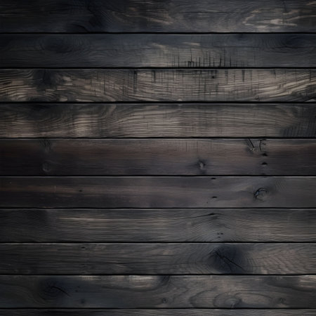 The photo showcases a richly textured dark wood floor, exuding warmth and elegance. The intricate grains and knots of the wood create a visually captivating pattern. The deep brown color of the floor adds a touch of sophistication and a sense of grounding to any space. This image captures the natural beauty and timeless appeal of a dark wood floor, inviting viewers to appreciate the organic charm and tactile richness it brings to interior design.の素材