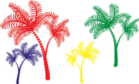 Several Palms of colors blue, red, green and yellow whiteのイラスト素材