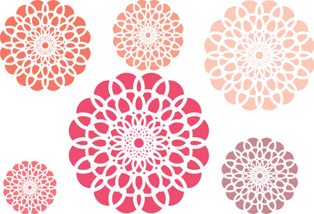 Simple flowers of Several sizes of rosy color,のイラスト素材