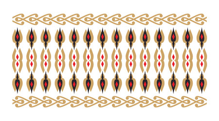 Elegant and decorative border of Hindu and Arabic inspiration of various colors, golden and red and...