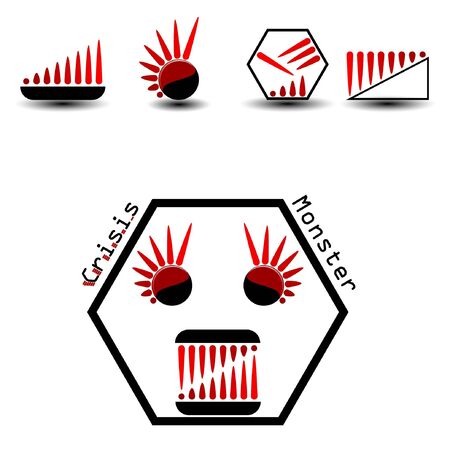 Different graphs and a little crisis monster.のイラスト素材
