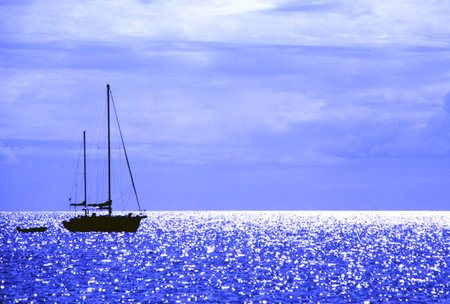 Silhouette of boatの写真素材