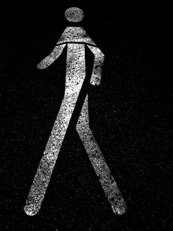 Icon of man painted on sidewalkの写真素材