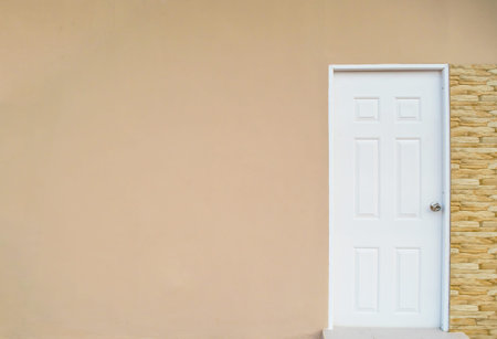 White door on with the light orange wall
