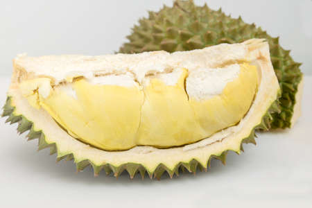 Isolated Durian fruit ripe on white background, king of fruit in southeast asian Thailand.の写真素材