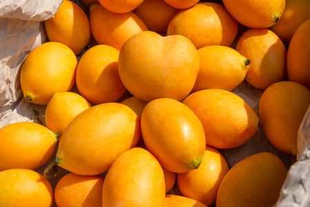 Marian plum on white background with clipping. Asian, Thailand.の写真素材