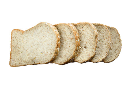 Whole Grain Bread on white background with clipping path.