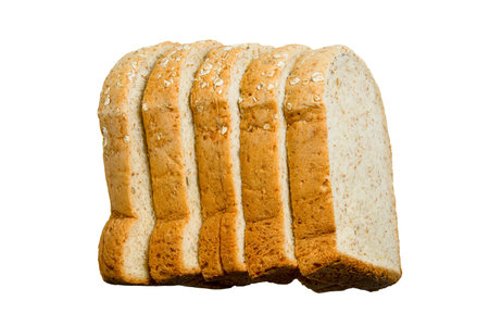 Whole Grain Bread on white background with clipping path.