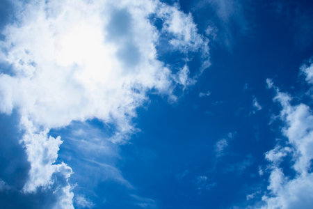 Blue sky and beautiful white clouds. Amazing. Background and wall paper.