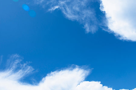 Blue sky and beautiful white clouds. Amazing. Background and wall paper.の写真素材