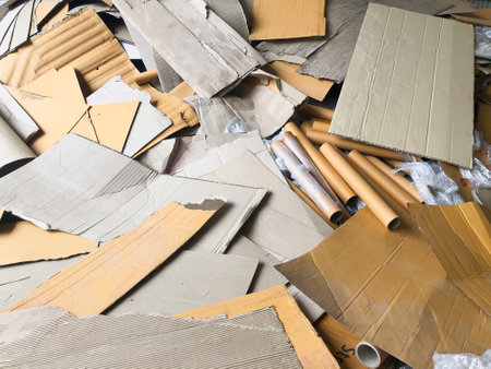 Used paper crates and Corrugated Boxes.の写真素材