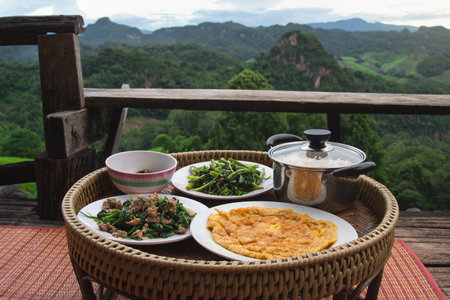 Local food of the hill tribe in homestay.の写真素材