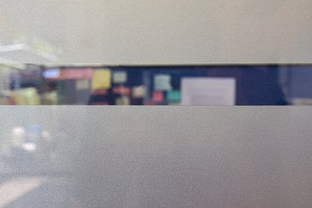Closeup Frosted Glass Thick Film for reduces visibility across. Toilet wall sticker bathroom decoration. Office films privacy for bathroom Office meeting room. Decorative Glass Film of office.の写真素材