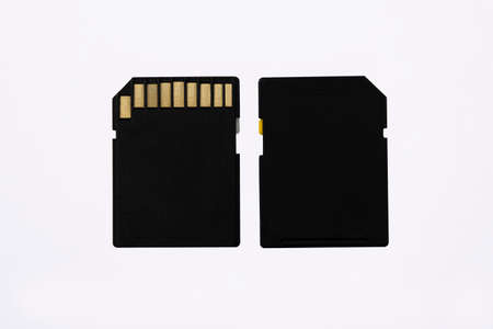 Memory SD cards on white background with clipping.の写真素材