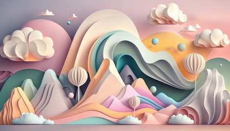 3D Marble texture background in pastel colors, Tender background, multicolor, Vector illustration for your graphic design. Generative AI.の素材