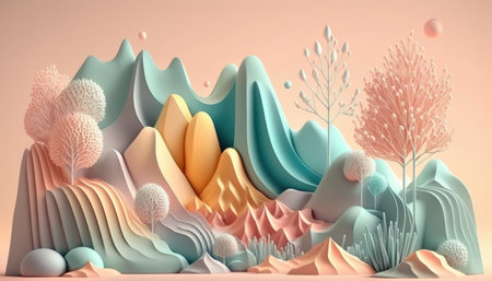 3D Marble texture background in pastel colors, Tender background, multicolor, Vector illustration for your graphic design. Generative AI.の素材