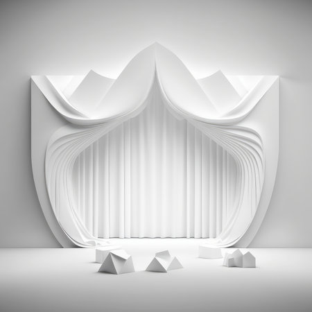 Abstract white and gray gradient background.geometric modern design, smooth lines, soft waves, background. Generative AI.の素材