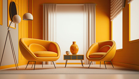 3D Living room interior background, created with Generative AI.の素材