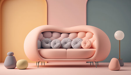 3D Living room interior background, created with Generative AI.の素材