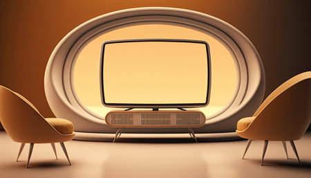 3D Living room interior background, created with Generative AI.の素材