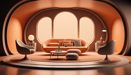 3D Living room interior background, created with Generative AI.の素材