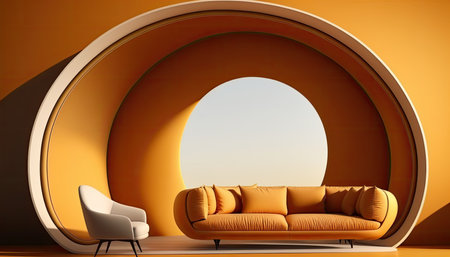 3D Living room interior background, created with Generative AI.の素材